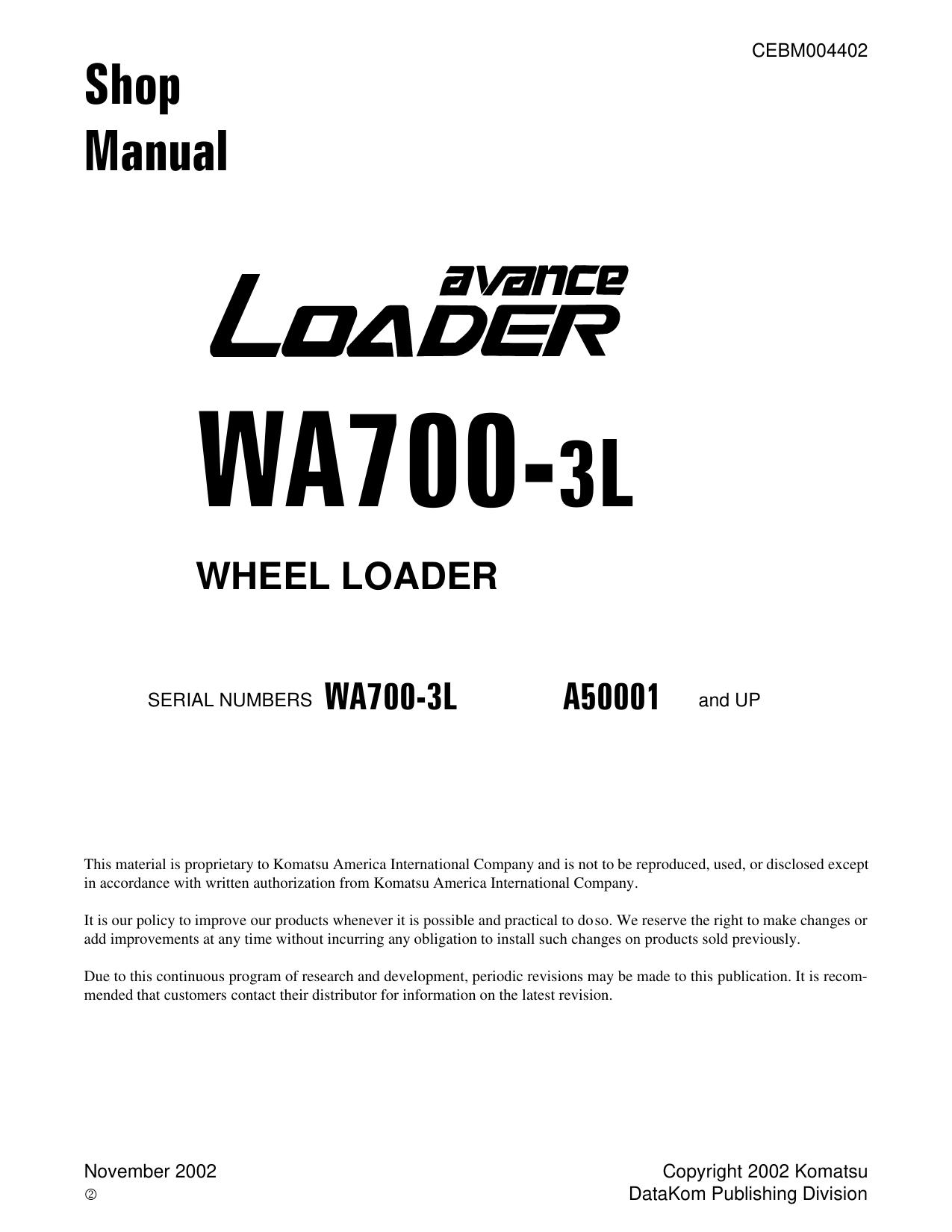 WA700-3L Shop Manual